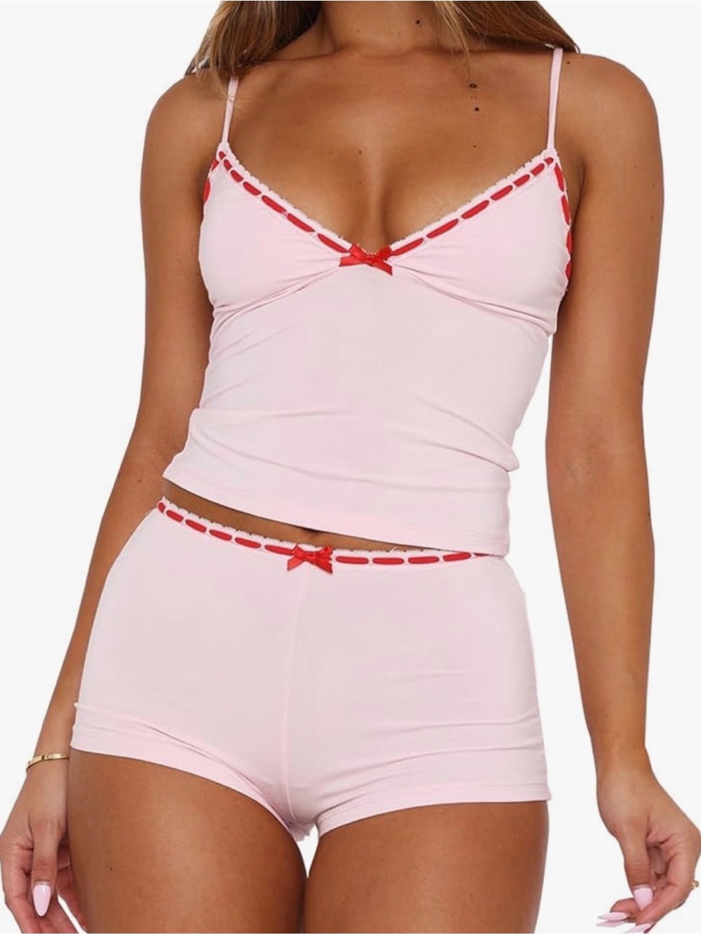 NEW Pink Lace-Trim Cami & Short Sleep Set